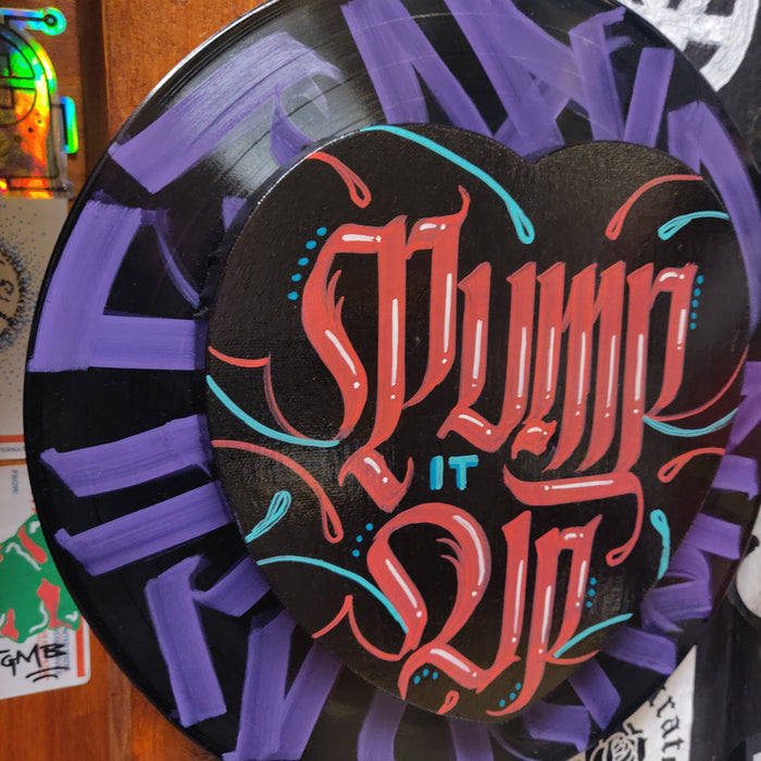 Pump It Up Heart Record WALL HANGiNG by Death and Taxes