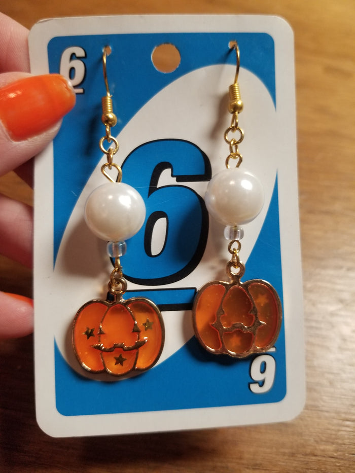 Pumpkins and Pearls EARRINGS by Skullduggery Studio