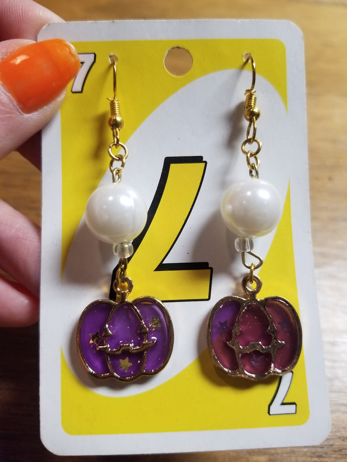Pumpkins and Pearls EARRINGS by Skullduggery Studio