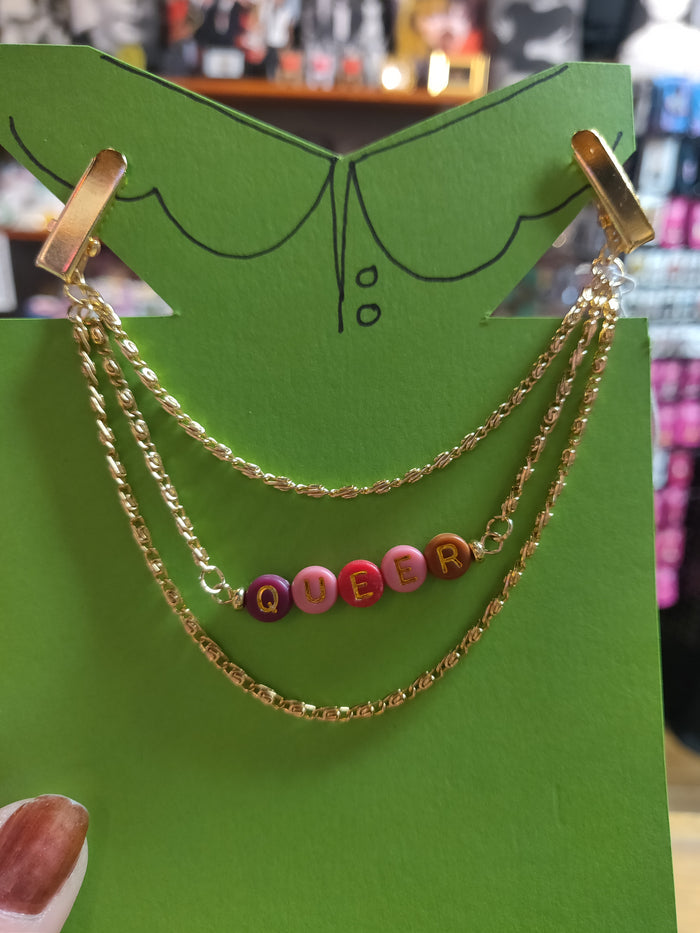 Queer (gold + reds/pinks) COLLAR CLiP CHAiN