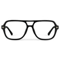 Black || Women's Flat-Top Aviator Prescription Eyeglasses with Black Frame and Clear Lens on a white background