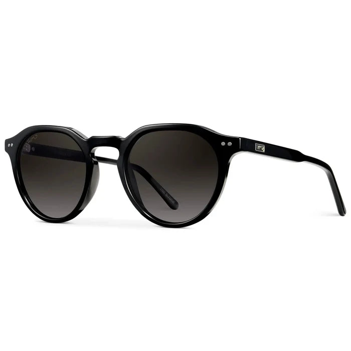 Black / Oak Brown Gradient Lens || Men's Round Polarized Sunglasses with Black acetate frame and brown gradient lens