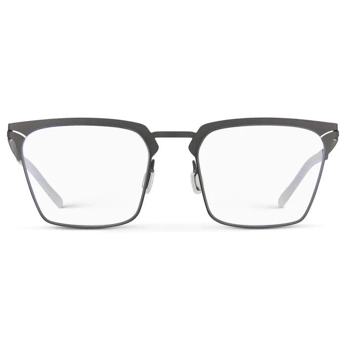 Matte Grey || Unisex Blue Light Glasses with Matte Grey Beta Titanium Metal Frame, Screwless Hinges, and Nylon Blue Light Blocking Clear Lens on a white background