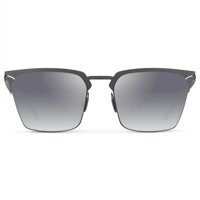 Matte Grey / Gradient Mirror Silver Lens || Unisex Sunglasses with Matte Grey Beta Titanium Metal Frame, Screwless Hinges, and Nylon Polarized Gradient Mirror Silver Lens