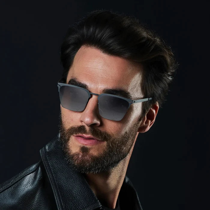 Matte Grey / Gradient Mirror Silver Lens || Unisex Sunglasses with Matte Grey Beta Titanium Metal Frame, Screwless Hinges, and Nylon Polarized Gradient Mirror Silver Lens