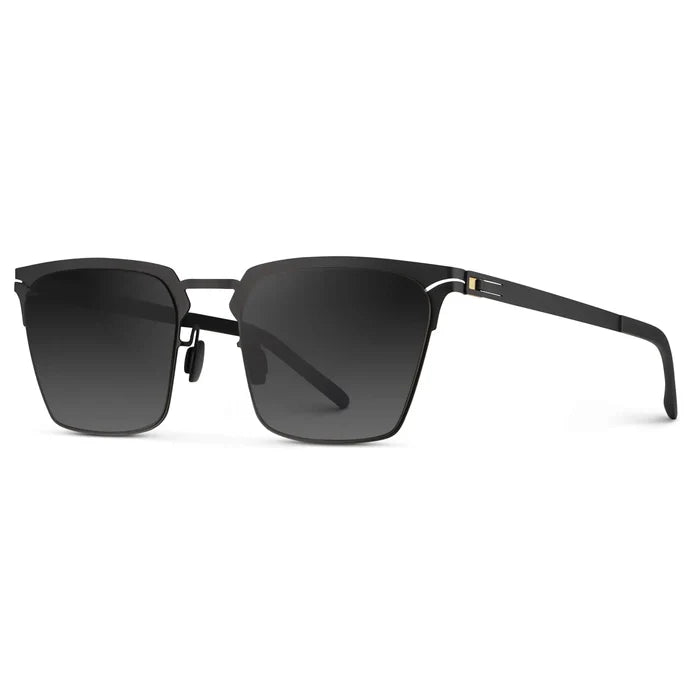 Matte Black / Black Gradient Lens || Unisex Sunglasses with Matte Black Beta Titanium Metal Frame, Screwless Hinges, and Nylon Polarized Black Gradient Lens