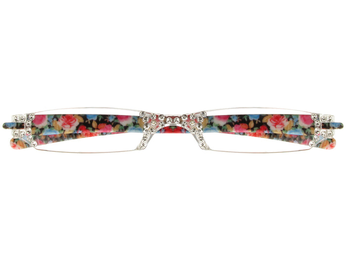 Reading Glasses 'Quartet' Blue/Pink Floral