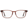 Redbrick Brown || Women's Rectangular Eyeglasses with Redbrick Brown Acetate Frame and Clear Prescription Lens on a white background