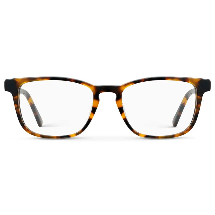 Autumn Tortoise || Women's Rectangular Eyeglasses with Autumn Tortoise Acetate Frame and Clear Prescription Lens on a white background