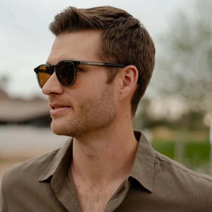 Crystal Sage / Brown Lens || Unisex Round Polarized Sunglasses with Green Frame and Brown Lenses