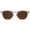 Sand Brown / Dark Brown Lens || Men's Round Sunglasses with Sand Brown Frame and Dark Brown Oval Lens on a white background