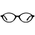 Black || Women's Slim Oval Eyeglasses with Black Acetate Frame and Clear Prescription Lens on a white background