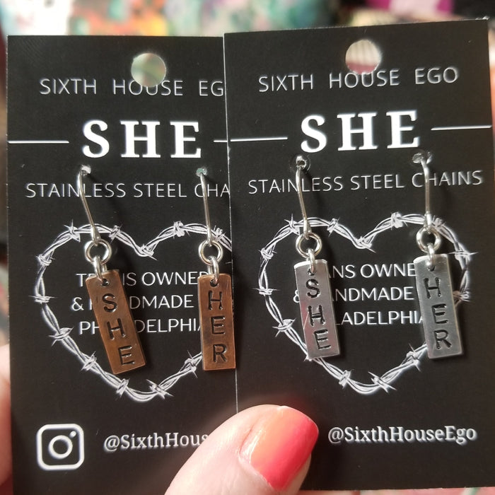 She Her EARRINGS by Sixth House Ego