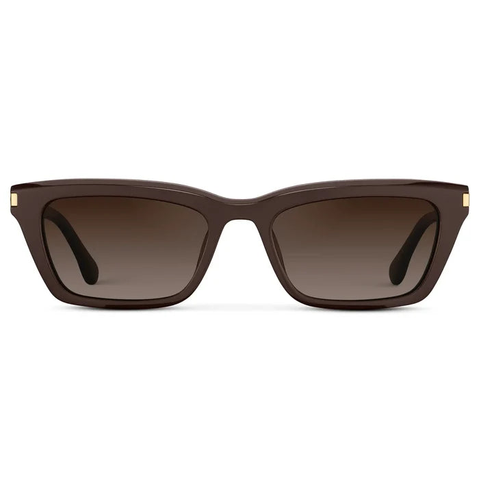 Mocha Brown / Brown Gradient Lens || Women's Cat Eye Polarized Sunglasses with Mocha Brown Frame and Brown Gradient Lenses on a white background