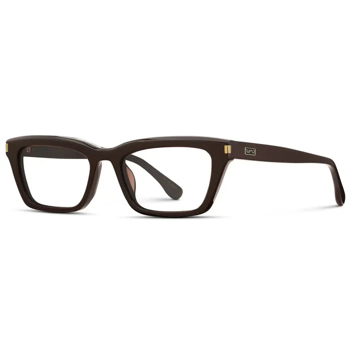 Mocha Brown || Side view of Women's Cat Eye Prescription Eyeglasses with Mocha Brown Frame and Clear Lenses on a white background