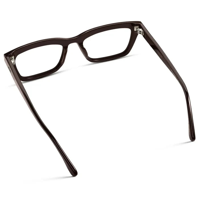 Mocha Brown || Back view of Women's Cat Eye Prescription Eyeglasses with Mocha Brown Frame and Clear Lenses on a white background