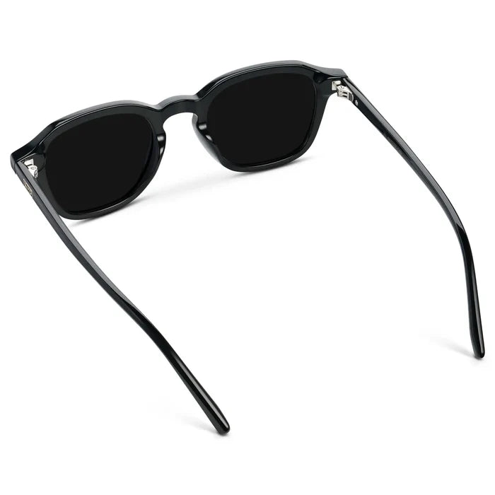 Black / Triple Black Lens || Men's Geometric Square Sunglasses with Black Acetate Frame and Triple Black Polarized Lens