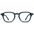 Crystal Steel Blue || Men's Geometric Square Eyeglasses with Crystal Steel Blue Acetate Frame and Clear Prescription Lens on a white background