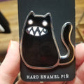Silver Plated Cat with Teeth ENAMEL PIN