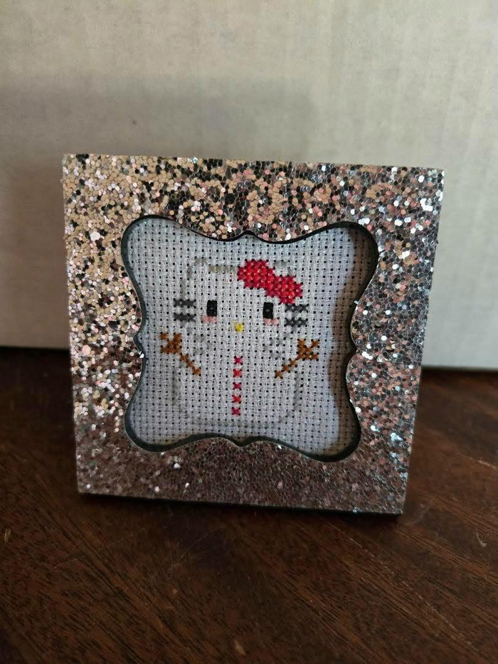 Snow Kitty Framed Cross-Stitch