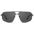 Black / Grey || Women's Geometric Stainless Steel Aviator Prescription Sunglasses with Black Frame and Grey Lens on a white background