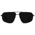 Black / Triple Black Lens || Women's Metal Aviator Sunglasses with Black Frame and Black Lens on a white background