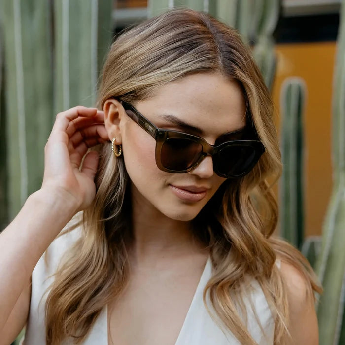 Women's Green Cateye Frame Sunglasses with Brown Polarized Lenses