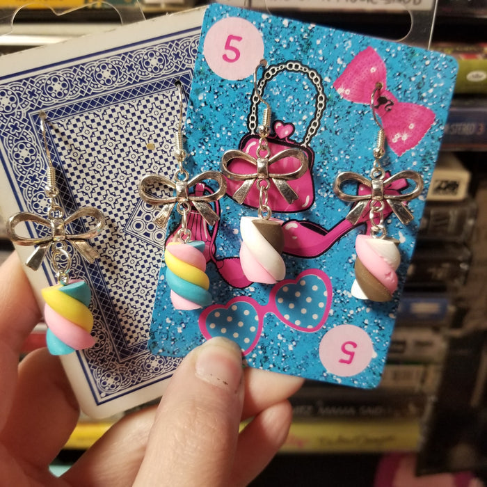 Swirly Candy and Bows EARRINGS by Skullduggery Studio
