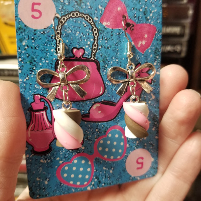 Swirly Candy and Bows EARRINGS by Skullduggery Studio