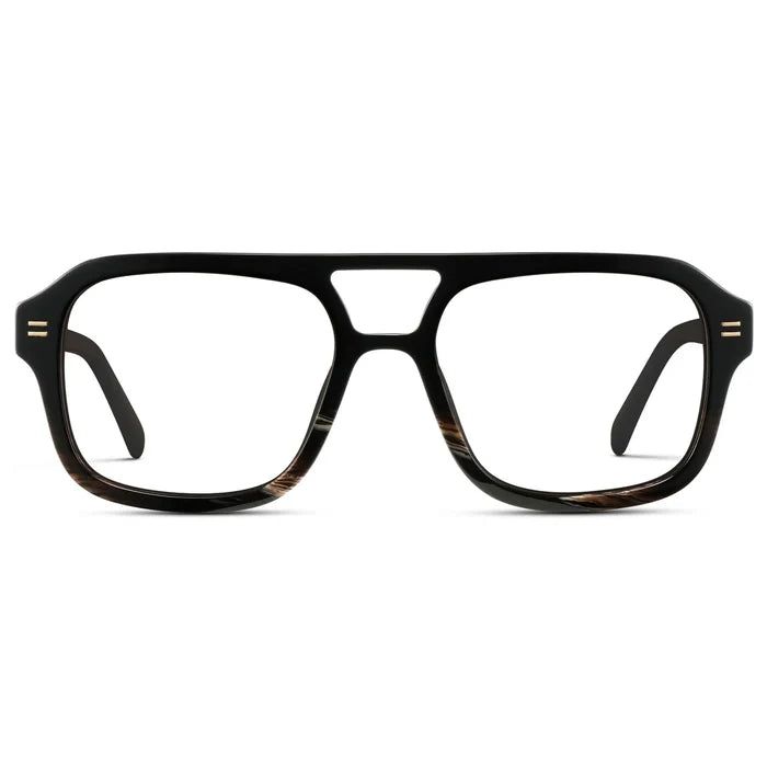 Black Mineral || Women's Prescription Oversized Square Glasses with Black Frame and Clear Lenses on a white background