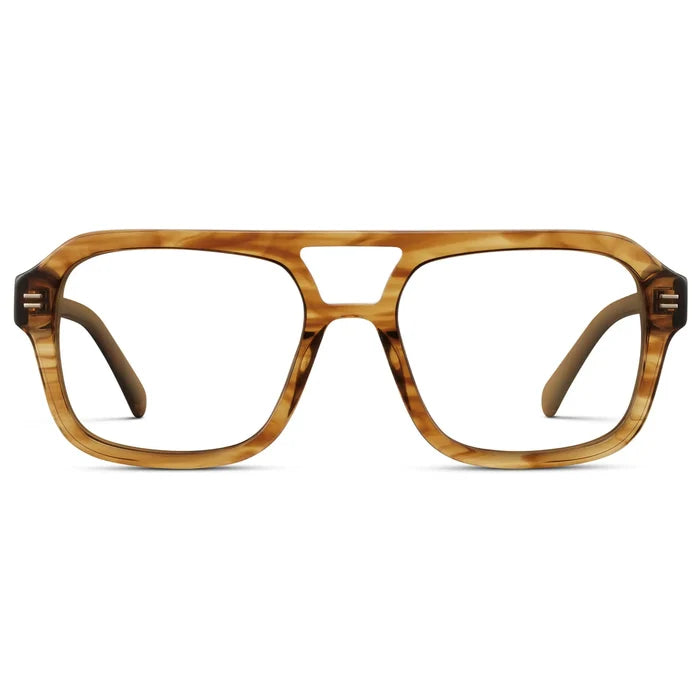 Crystal Brown Grain || Women's Prescription Oversized Square Glasses with Crystal Brown Grain Frame and Clear Lenses on a white background
