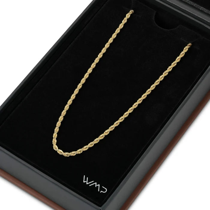 Gold / 22" || Twisted Gold Chain Necklace in a jewelry box