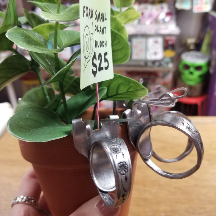 Upcycled Fork Snail Plant Buddy