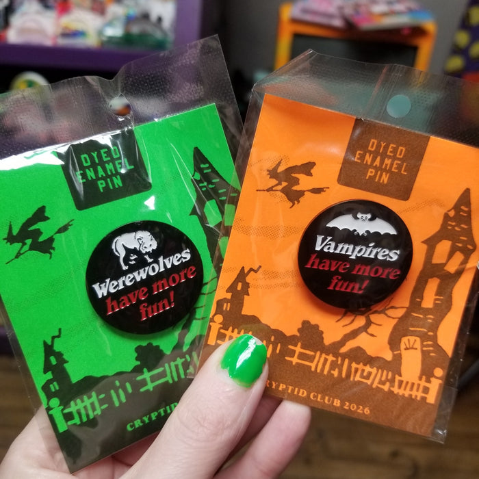 Vampires Have More Fun dyed black ENAMEL PIN