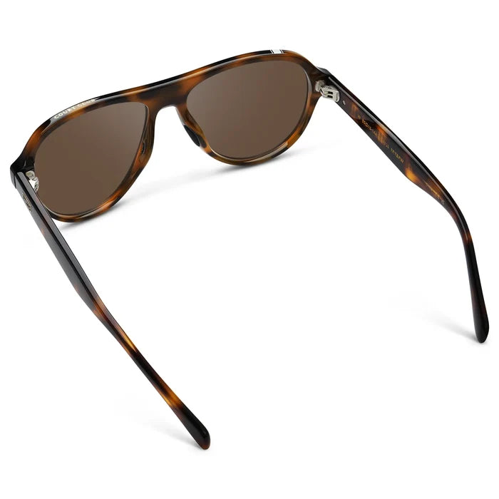 Brown Tortoise / Brown Lens || Back view of Women's Rounded Aviator Sunglasses with Brown Tortoise Frame and Brown Lenses on a white background