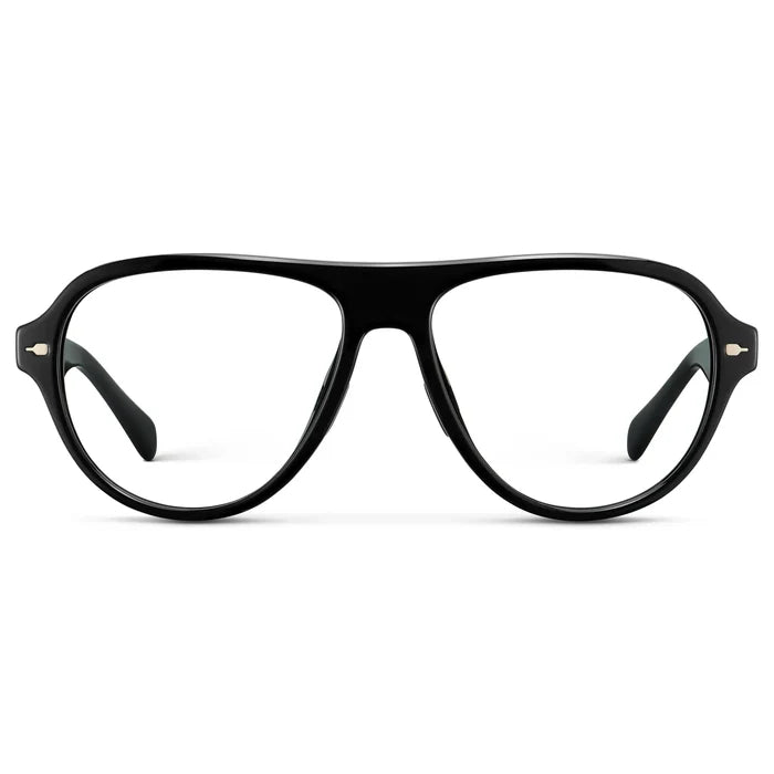 Black || Women's Rounded Aviator Prescription Eyeglasses with Black Frame and Clear Lenses on a white background