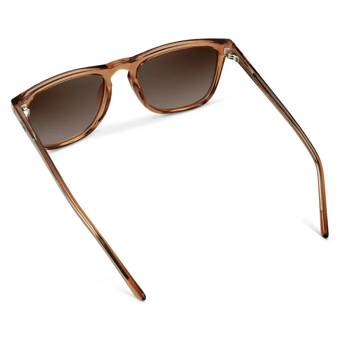 Crystal Brown / Brown Gradient Lens || Back view of Brown Classic Square Frame Sunglasses with Brown Polarized Lenses on a white background