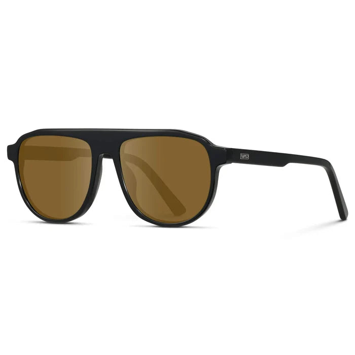Glossy Black / Amber || Men's Aviator Prescription Sunglasses with Black Frame and Brown Lenses