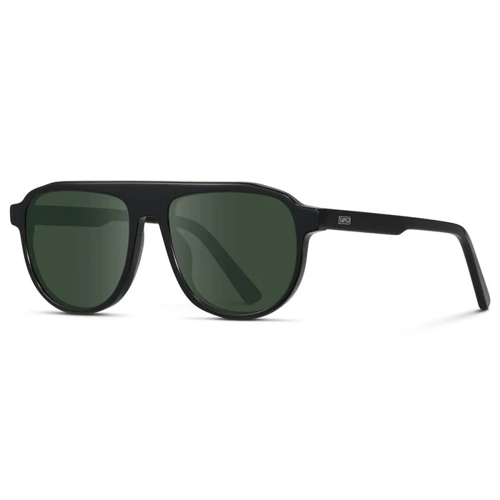 Glossy Black / G15 || Men's Aviator Prescription Sunglasses with Black Frame and Green Lenses