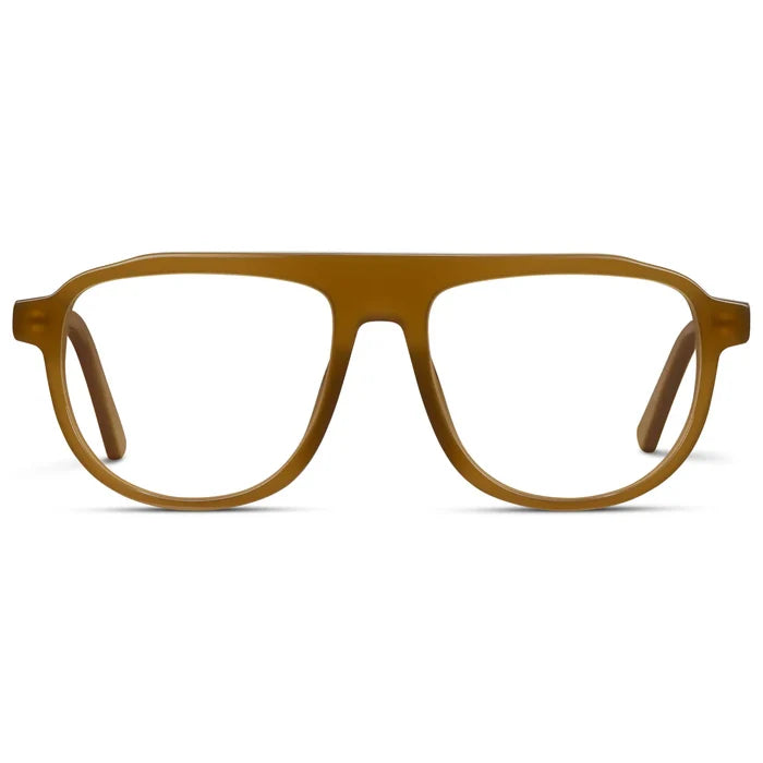 Dune Brown || Men's Aviator Prescription Eyeglasses with Dune Brown Frame and Clear Lenses on a white background