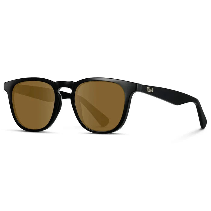 Black / Amber || Men's Round Prescription Sunglasses with Black Frame and Brown Lens