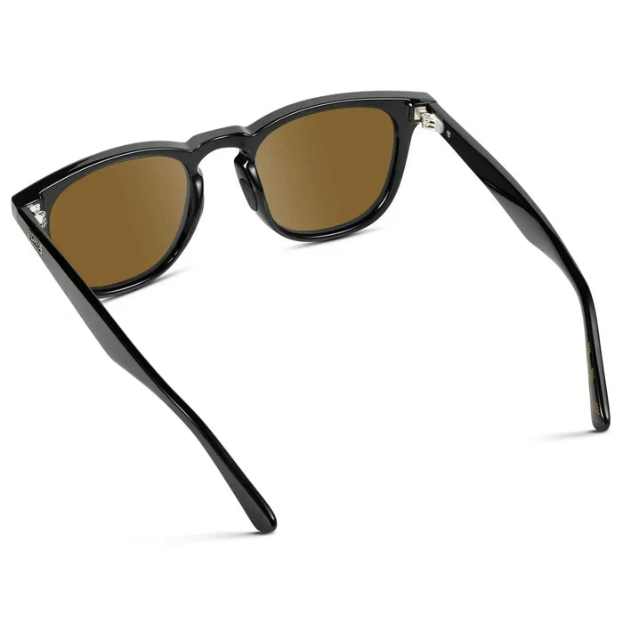Black / Amber || Men's Round Prescription Sunglasses with Black Frame and Brown Lens